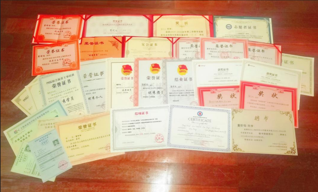 【图1】本科期间所获奖状证书一览